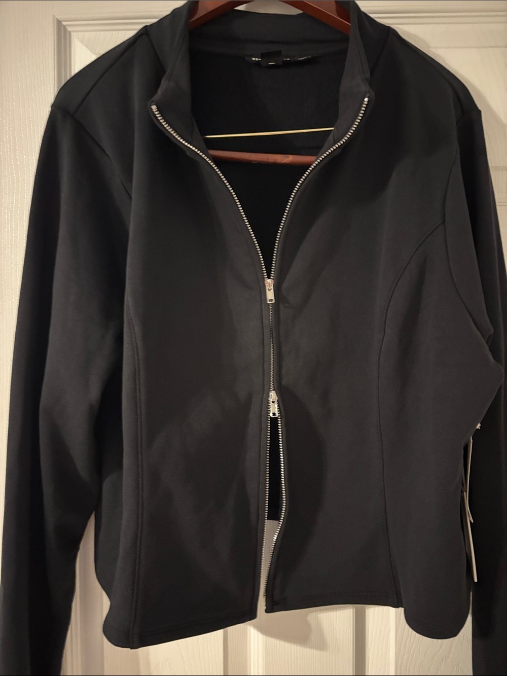 Good American - Black Women's Zip-Front Cropped Sweatshirt Jacket 4XL